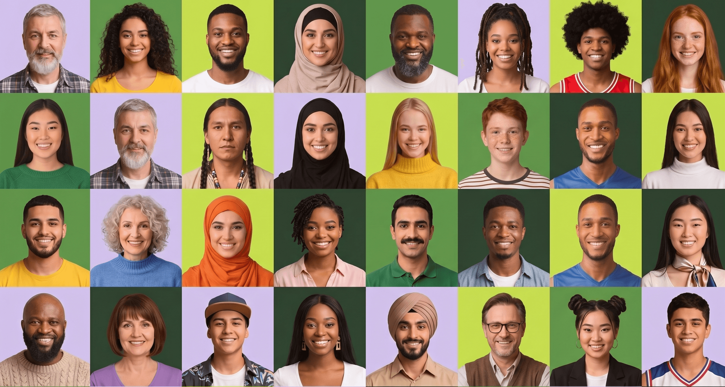 Collage van lachende mensen met diverse culturele achtergronden